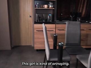 Hot brunette hair stepsister gets screwed by her brawny stepbrother thinking it's VR