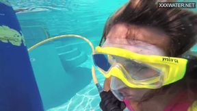Blonde pornstar Irina plays in the pool