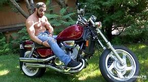 Hunky Biker Jerks Dick Outside