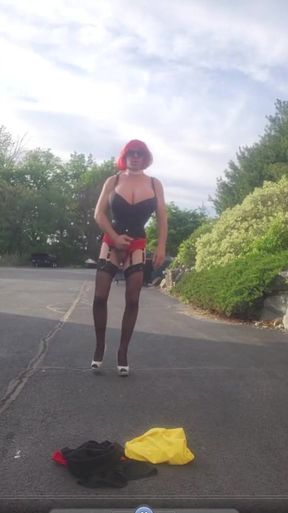 Epic moment from "DeeDeeSlut69 Crossdresser Wearing a Yellow Dress in Public then Stripping"