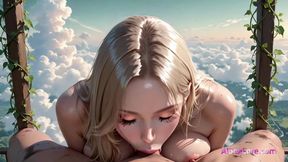 Airborne blonde gets pounded in petals her moans soft as hot cum splashes her beauty (AI Porn)