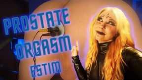 Hands free prostate milking provided by cute goth girl with ESTIM