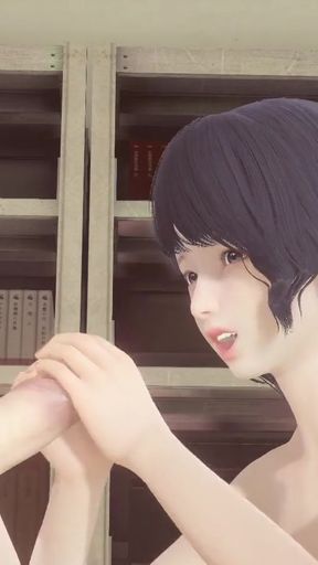 Must-see moment from &quot;Hentai Uncensored - Futanari cum in Shoko&#039;s face in library&quot;