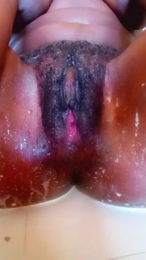 Masturbate end up with a lot of orgasm and pee