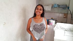 Brunette Latina Loves to Fuck Her Stepbrother on the Washing Machine When No One Is in the House