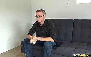 Hot college student jerks off on camera at an audition