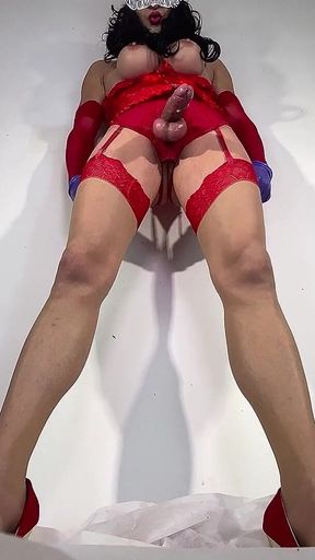 Sissy Stacy Posing and Jerking Her Big Cock