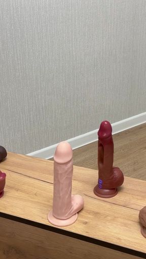 Captivating moment from "insatiable bitch saddled several dildos at once"