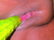 A Big Cucumber Stretches My Juicy Tight Pussy & Make Me Supper Horny, its Like Real Fucking Feeling
