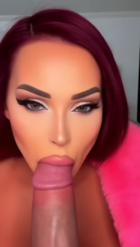 bimbo, Bimbo fuckdoll with ridiculous lip, video created by AI