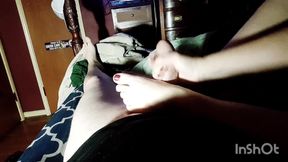 Footjob and Handjob Huge Cumload on Feet and Hands