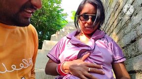 Unknown Man, and Hot Bhabhi Outdoor, Outside Have Fun