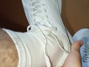 18 yo guy. white socks, sneakers, sweatpants. guy jerks off.
