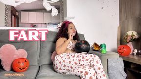 Gassy BBW Halloween Movie Night with Farting and Burping