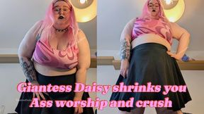 Daisy shrinks you as punishment, then has you worship her fat ass before crushing you with it