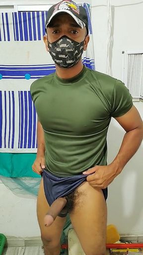 Indian Military Male Jerks His Cock