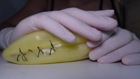 I operated on a vegetable pepper in medical gloves and sewed it together 4k