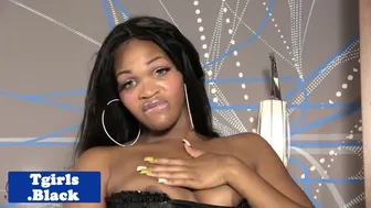 Ebony Nubian Tgirl Jerks Big Dick and Shakes Phat Ass in Corset