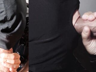 I suck his schlong and that guy comes on my head on the hood