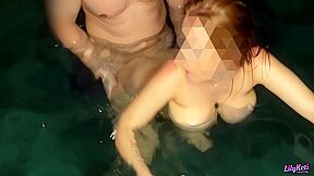 Sex In The Swimming Pool By Night! Big Tits & Romantic Lilykoti