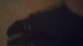 Black Dress Shoes & Cute Fuzzy Striped Dirty Socks (no Audio)