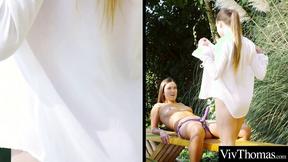 ”Gorgeous lesbian girls expertly make each other cum by using a strap on”