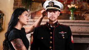 ”stepson cheers up his Asian MILF step mom with his big cock”