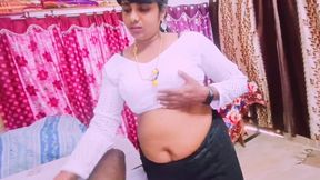 Cheating Sex Beautiful Black Saree Housewife Unfortunately Fucking Husband&#039;s Father Telugu Dirty Talks.