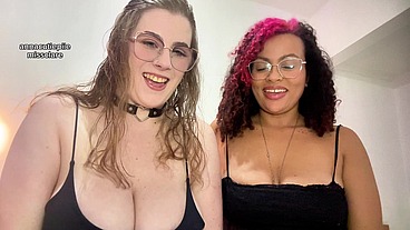 JOI Countdown Lebsian Domination Big Boobs Blonde and Ebony Girls