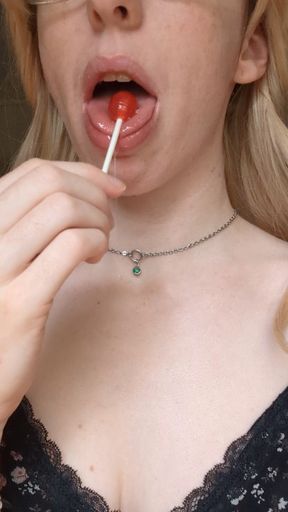 Lip and drool play (with lollypop)