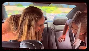 Sensual Blonde Lesbian Duo's Intense Car Play with Passionate Oral and Fingering