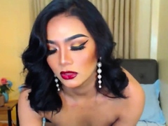 Small tits Asian amateur trans wanking on webcam show