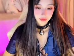 Horny amateur masked Asian teen toying on webcam show