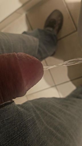 long piss at public restaurant toilette