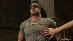 Hairy Muscle Hunk Has His Cock Edged by Two Farmers