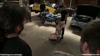 Blonde anal fucked in auto body shop