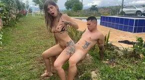 Lifeguard's hot Colombian teen gets a deepthroat BJ
