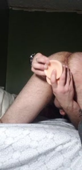 Straight guy destroys his ass with girlfriends monster dildo while she's at work (HUGE CUMSHOT)