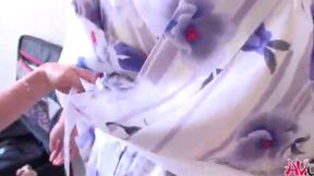 Japanese Model Saki Aoyama's Kimono Blowjob Adventure in Uncensored Park Action!