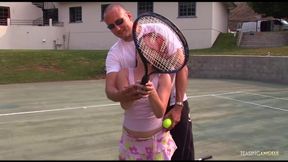 After tennis practice the brunette chick with a fat ass is in need of penetration