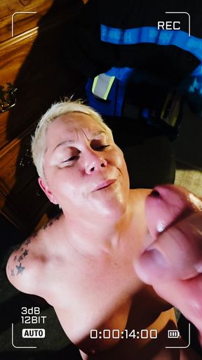 Nikki loves getting cum all over her face