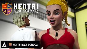 Animated MILF teacher gets intense public cunnilingus