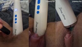 Chubby FTM Hole Wrecked by Wand Squirts Begging Overload