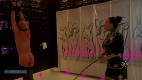 Miss Alessa Milano Whipping Stretched Standing Black White Singletail - Verified Amateurs And Strict Senz