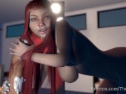 Hairjob Pretty Redhead with long hair Cumshot on hair