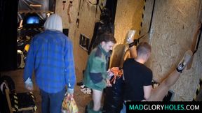 Buxom mommy GangBanged in Glory Hole