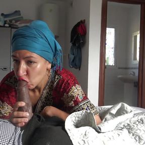 This Turkish granny is SHOCKED !!! I take out my big black cock in front of her.