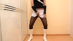 Me Crossdressing In Pantyhose Wanking My Cock With C