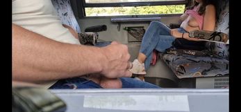 Dickflash on Train Stranger Shows Tits as She Sees Her Masturbating