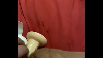 Using my big dildo to fuck my tight ass with moaning